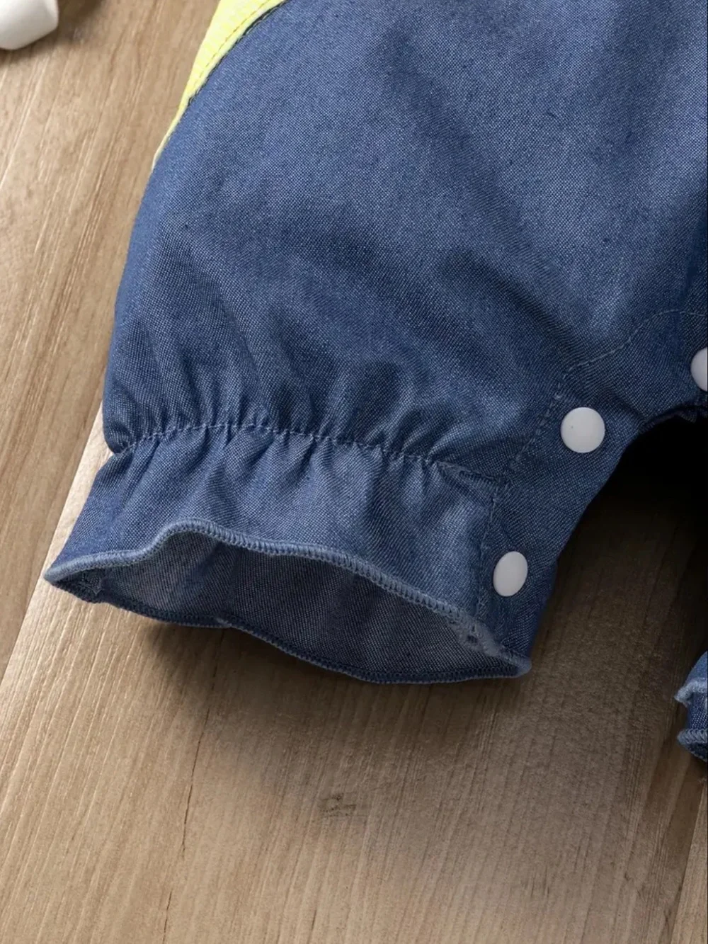 Denim Giraffe Applique Baby Romper - Navy & Yellow